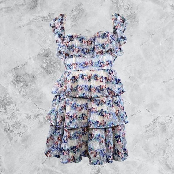 Majorelle Georgia Mini Tiered Floral Dress - Multicolor